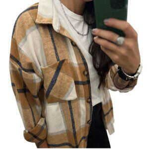 Urban Daizy brown plaid shacket size M